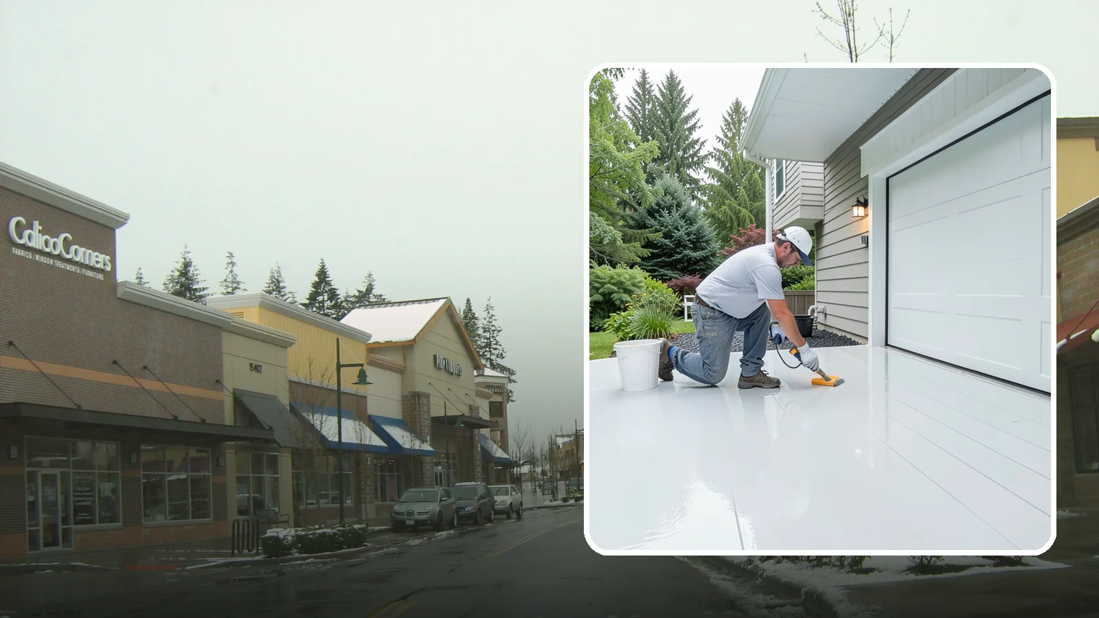 Epoxy Garage Floor in Mill Creek, Snohomish County, WA - Applying a durable epoxy coating that seals the slab against moisture, stains, and PNW road grime.