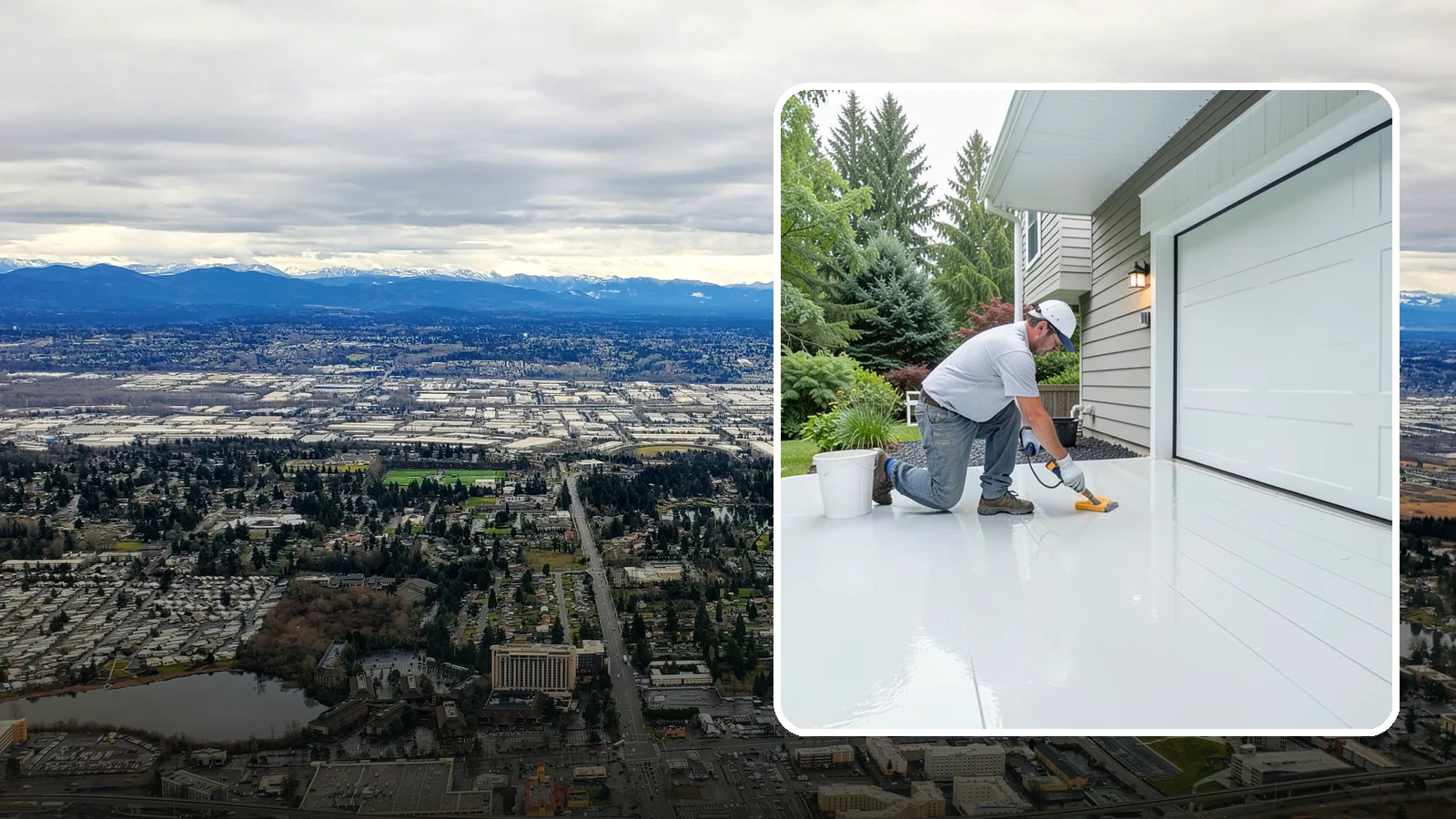 Epoxy Garage Floor in SeaTac, King County, WA - Applying a durable epoxy coating that seals the slab against moisture, stains, and PNW road grime.