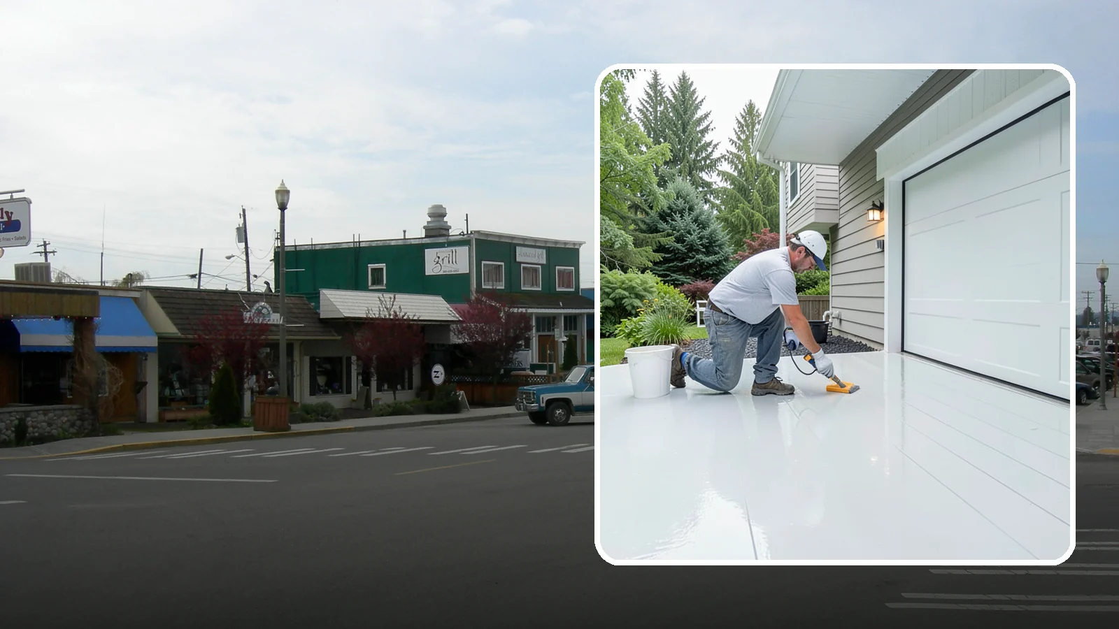 Epoxy Garage Floor in Stanwood, Snohomish County, WA - Applying a durable epoxy coating that seals the slab against moisture, stains, and PNW road grime.