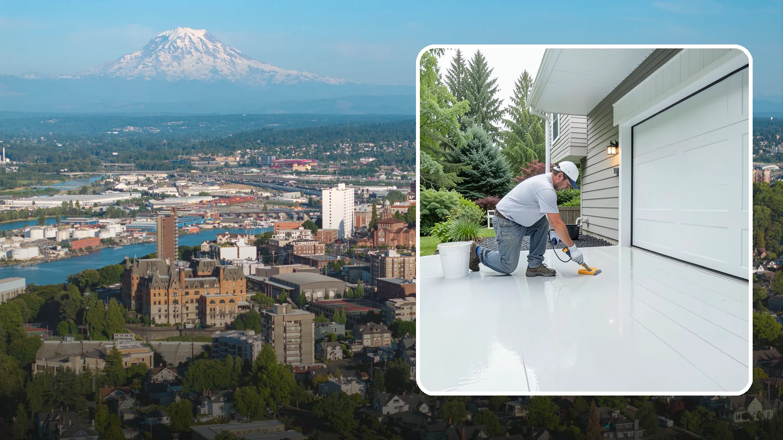 Epoxy Garage Floor in Tacoma, Pierce County, WA - Applying a durable epoxy coating that seals the slab against moisture, stains, and PNW road grime.
