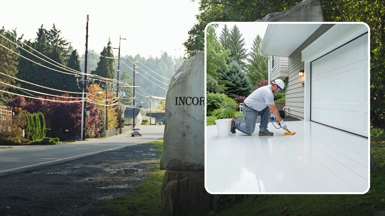 Epoxy Garage Floor in Wilkeson, Pierce County, WA - Applying a durable epoxy coating that seals the slab against moisture, stains, and PNW road grime.