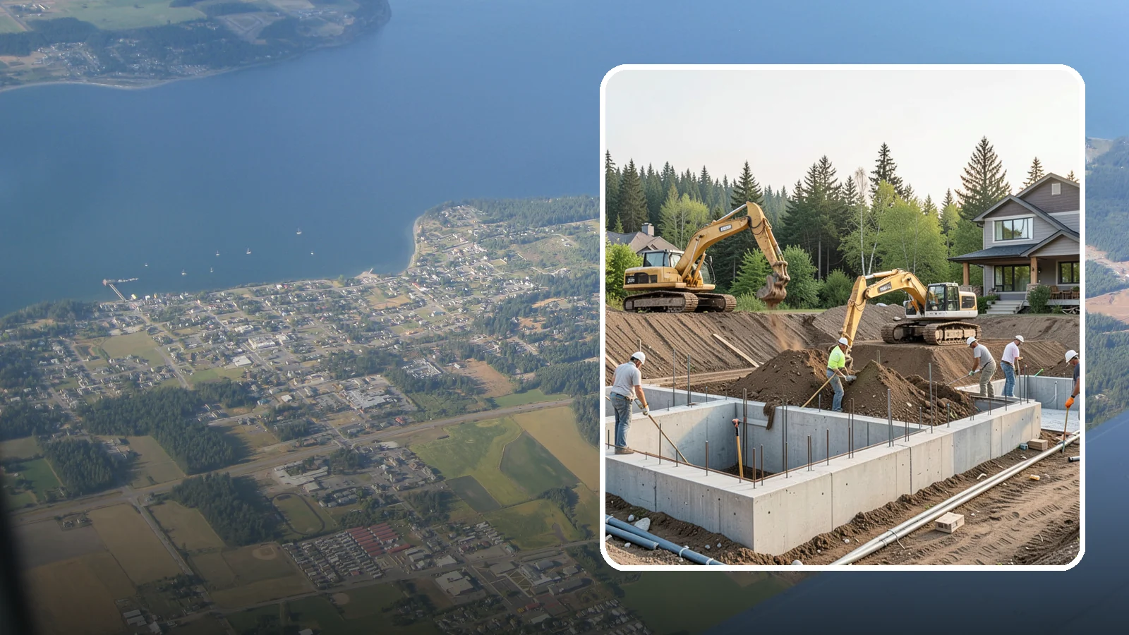 Excavation in Coupeville, Island County, WA - We excavate for foundations, utilities, and grading with the equipment and control your Puget Sound site demands.