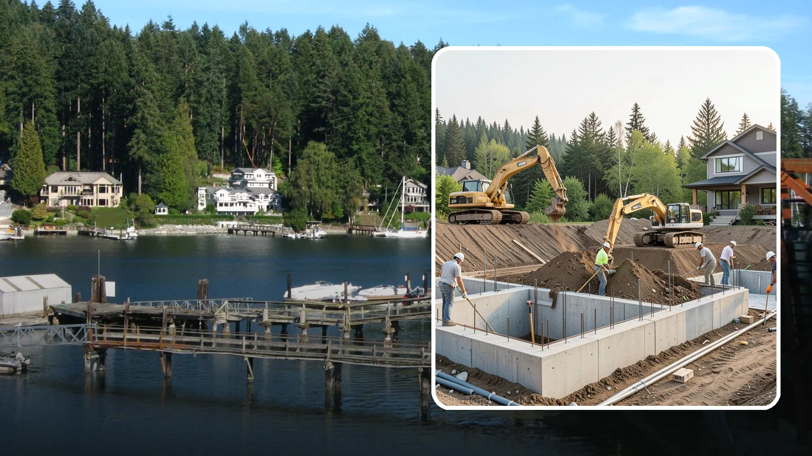 Excavation in Gig Harbor, Pierce County, WA - We excavate for foundations, utilities, and grading with the equipment and control your Puget Sound site demands.