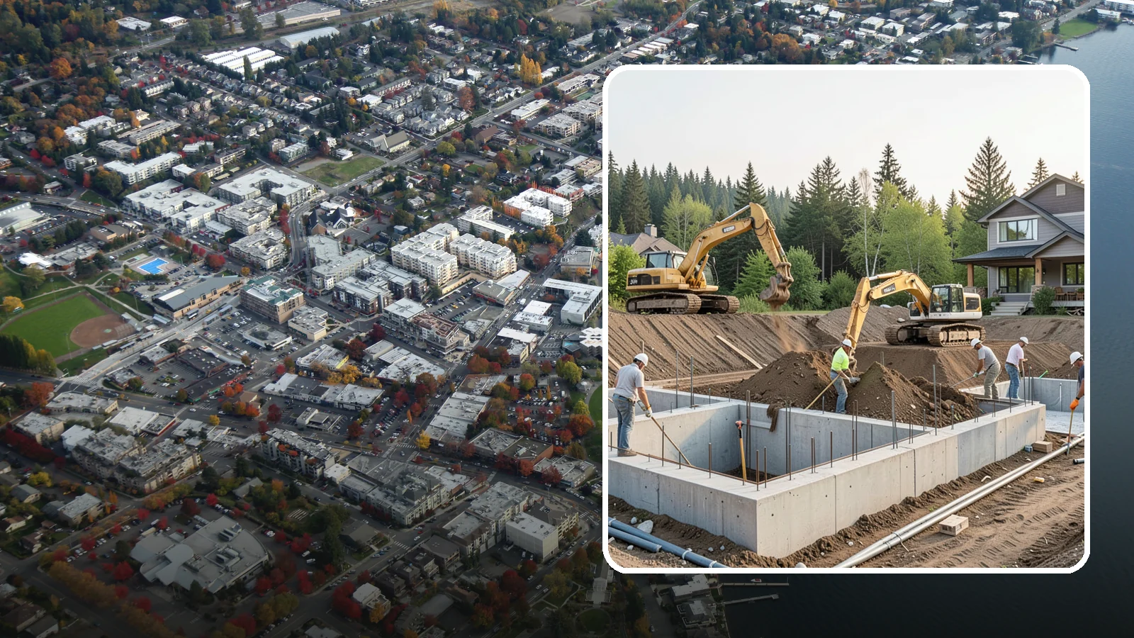 Excavation in Kirkland, King County, WA - We excavate for foundations, utilities, and grading with the equipment and control your Puget Sound site demands.