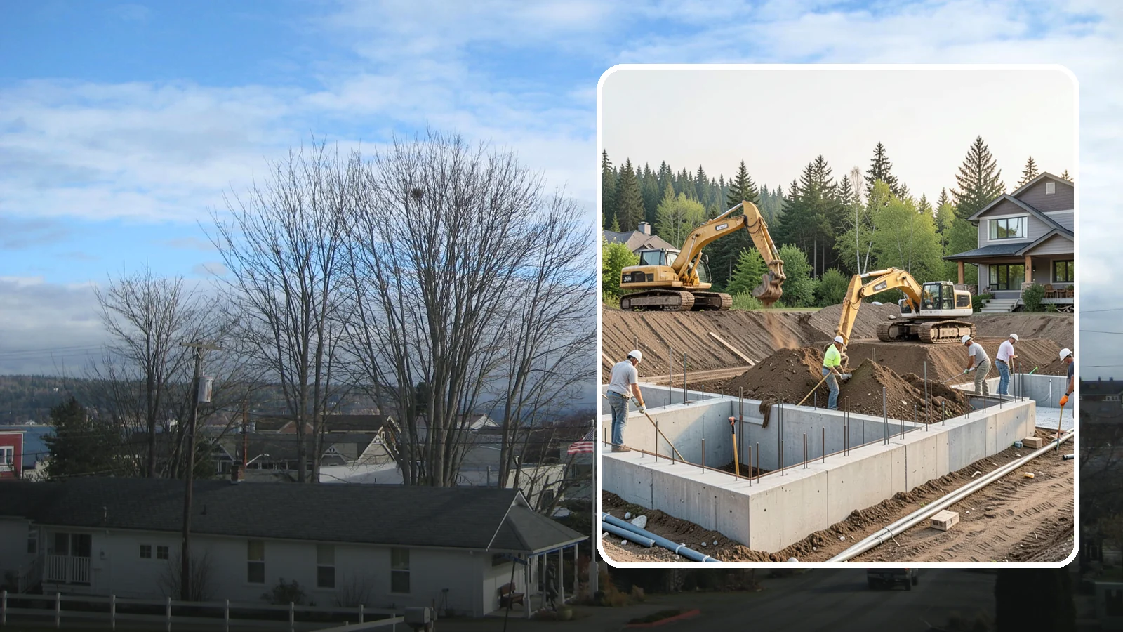 Excavation in Langley, Island County, WA - We excavate for foundations, utilities, and grading with the equipment and control your Puget Sound site demands.
