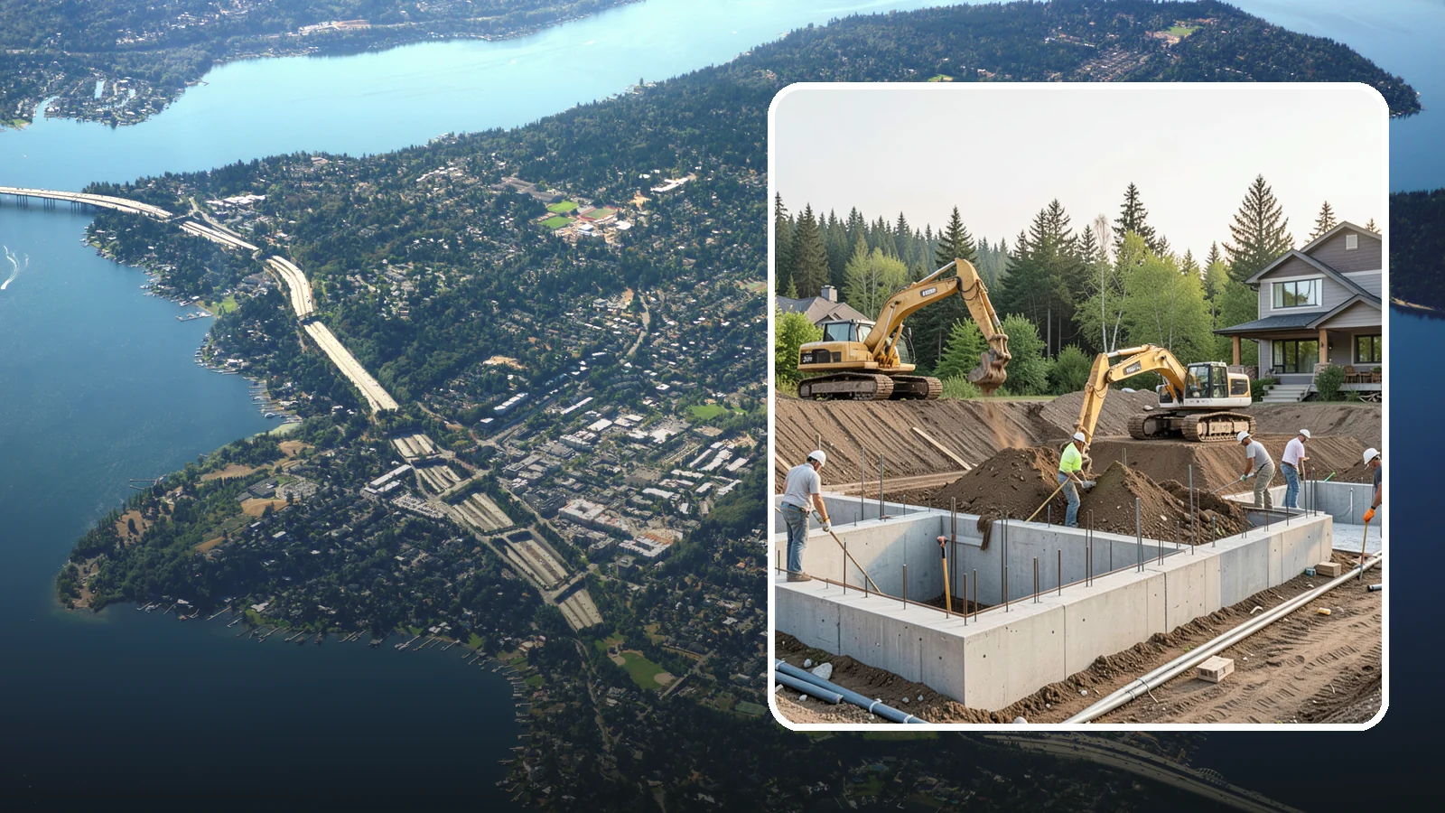 Excavation in Mercer Island, King County, WA - We excavate for foundations, utilities, and grading with the equipment and control your Puget Sound site demands.