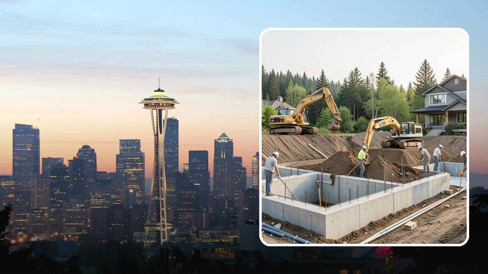 Excavation in Seattle, King County, WA - We excavate for foundations, utilities, and grading with the equipment and control your Puget Sound site demands.