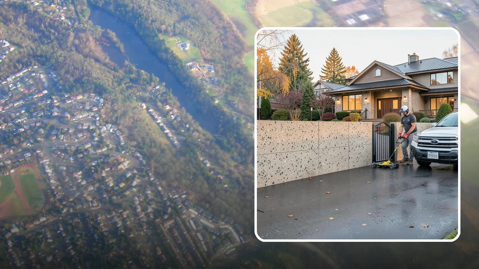 Exposed Aggregate Concrete in Algona, King County, WA - Textured, slip-resistant exposed aggregate surfaces that add beauty and traction in a rainy climate.