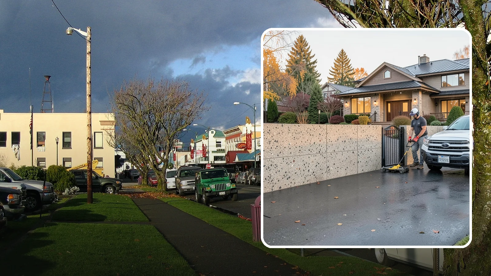 Exposed Aggregate Concrete in Arlington, Snohomish County, WA - Textured, slip-resistant exposed aggregate surfaces that add beauty and traction in a rainy climate.