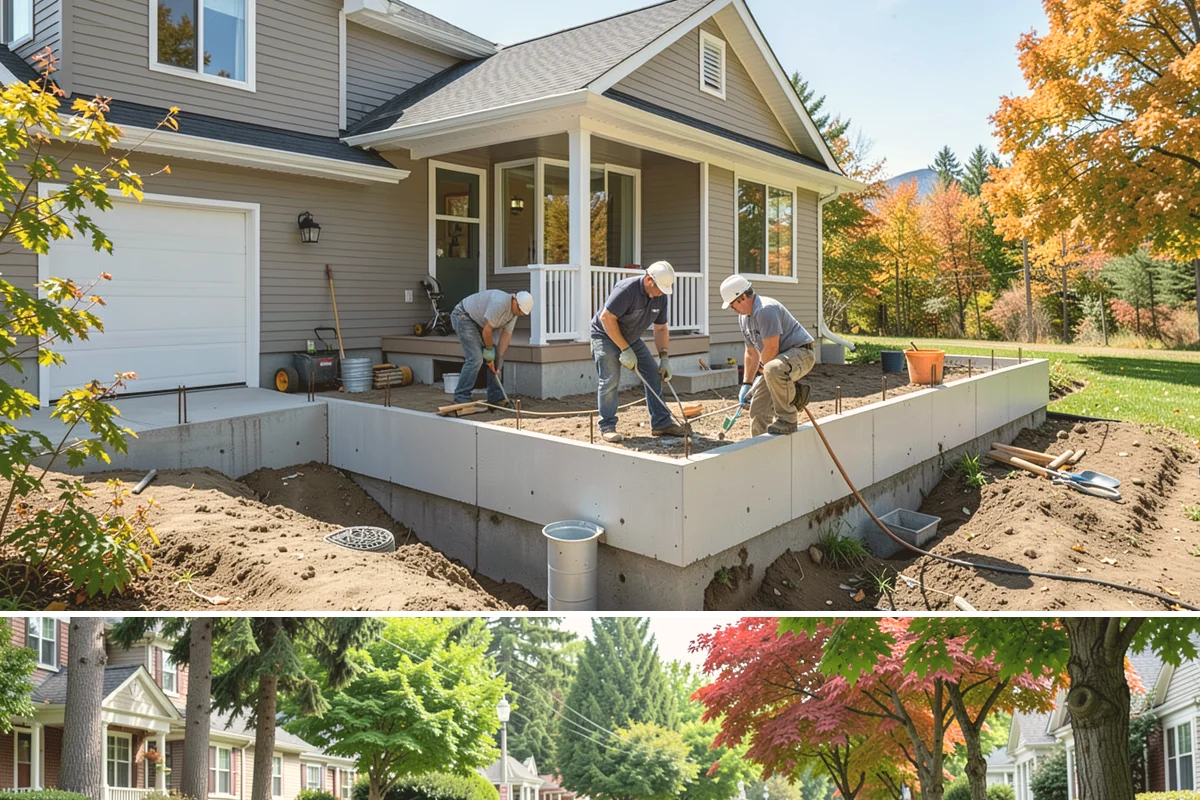 Exposed Aggregate Concrete in Beaux Arts Village, King County, WA - Warm, dry summer weather is critical for timing the exposure wash and sealing correctly.