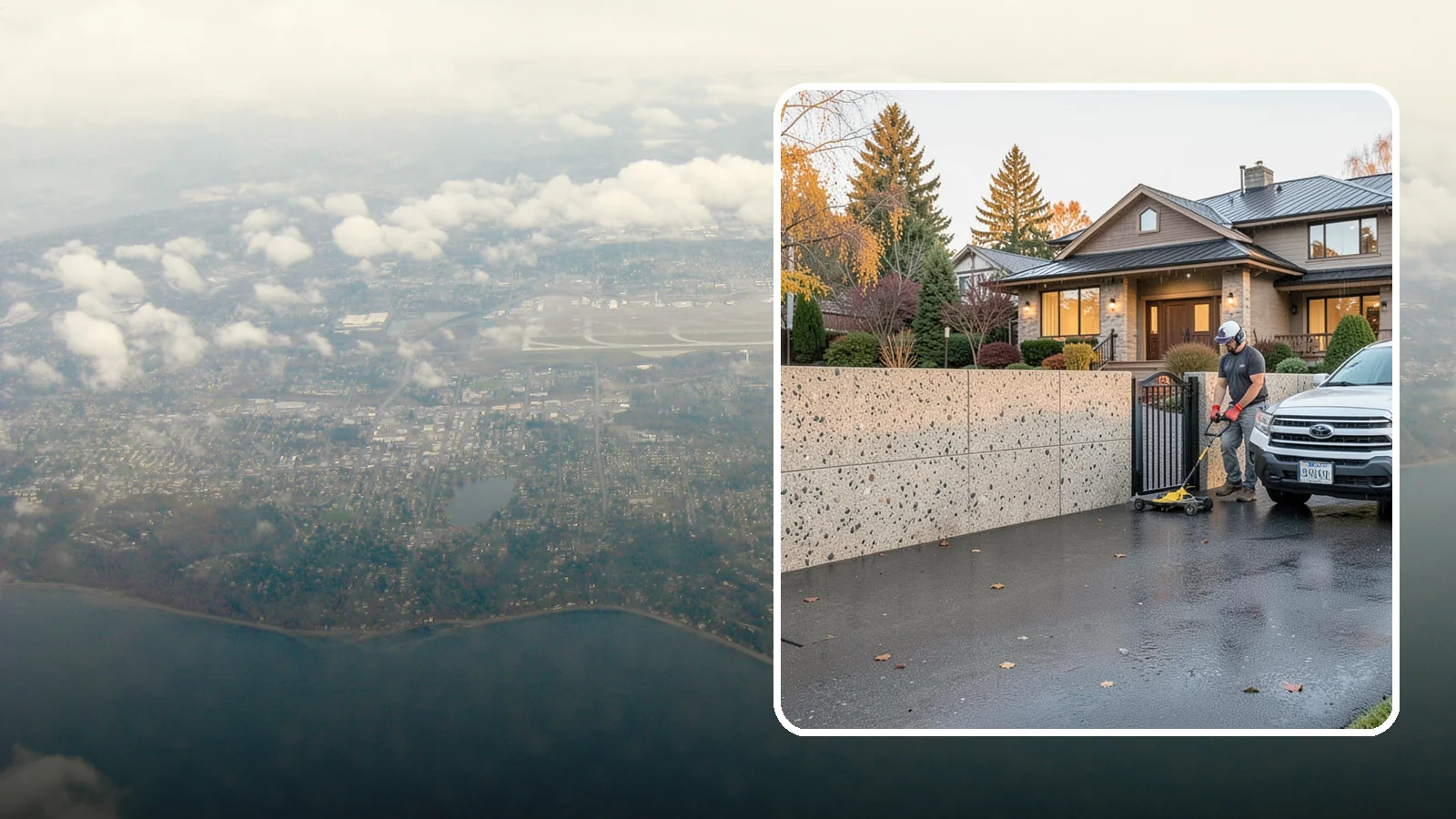 Exposed Aggregate Concrete in Burien, King County, WA - Textured, slip-resistant exposed aggregate surfaces that add beauty and traction in a rainy climate.