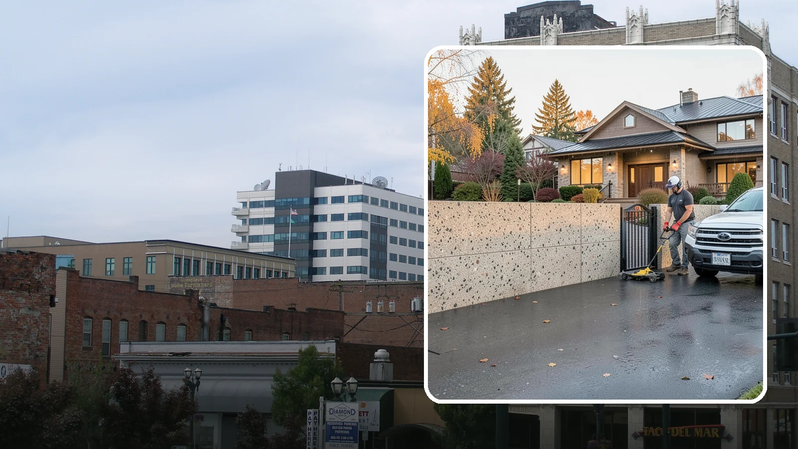 Exposed Aggregate Concrete in Everett, Snohomish County, WA - Textured, slip-resistant exposed aggregate surfaces that add beauty and traction in a rainy climate.