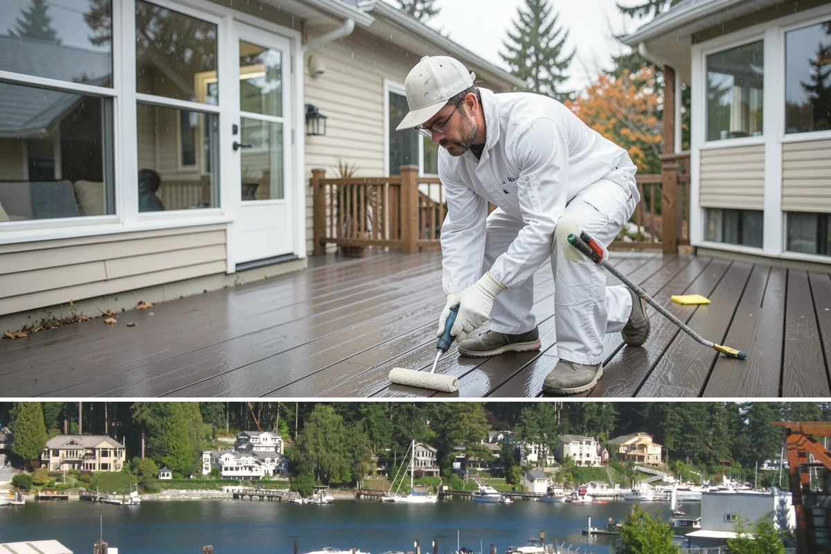 Exposed Aggregate Concrete in Gig Harbor, Pierce County, WA - Warm, dry summer weather is critical for timing the exposure wash and sealing correctly.