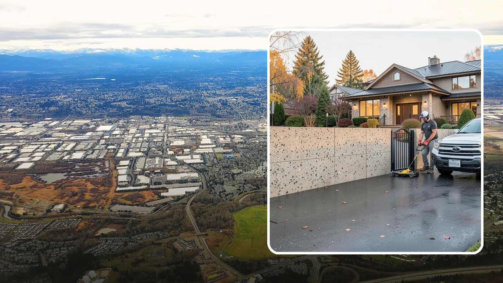 Exposed Aggregate Concrete in Kent, King County, WA - Textured, slip-resistant exposed aggregate surfaces that add beauty and traction in a rainy climate.
