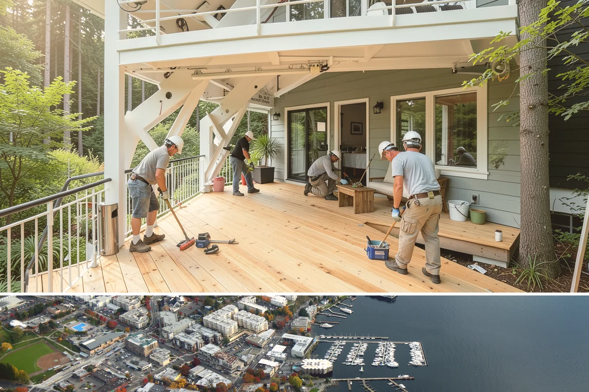 Exposed Aggregate Concrete in Kirkland, King County, WA - Warm, dry summer weather is critical for timing the exposure wash and sealing correctly.