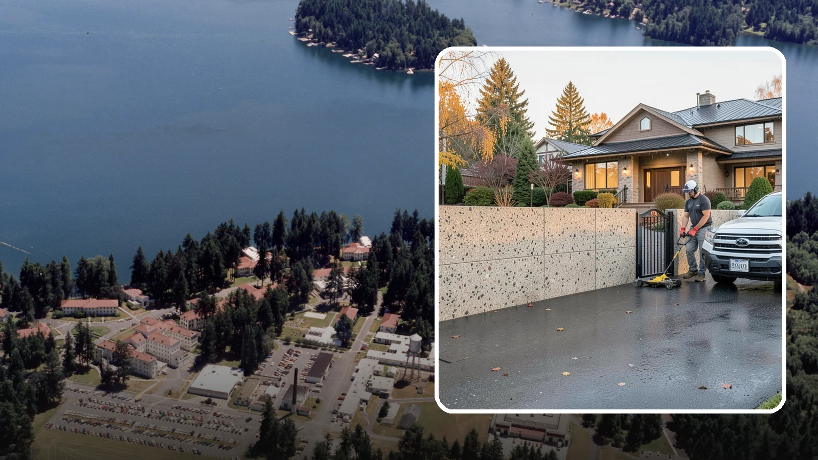 Exposed Aggregate Concrete in Lakewood, Pierce County, WA - Textured, slip-resistant exposed aggregate surfaces that add beauty and traction in a rainy climate.