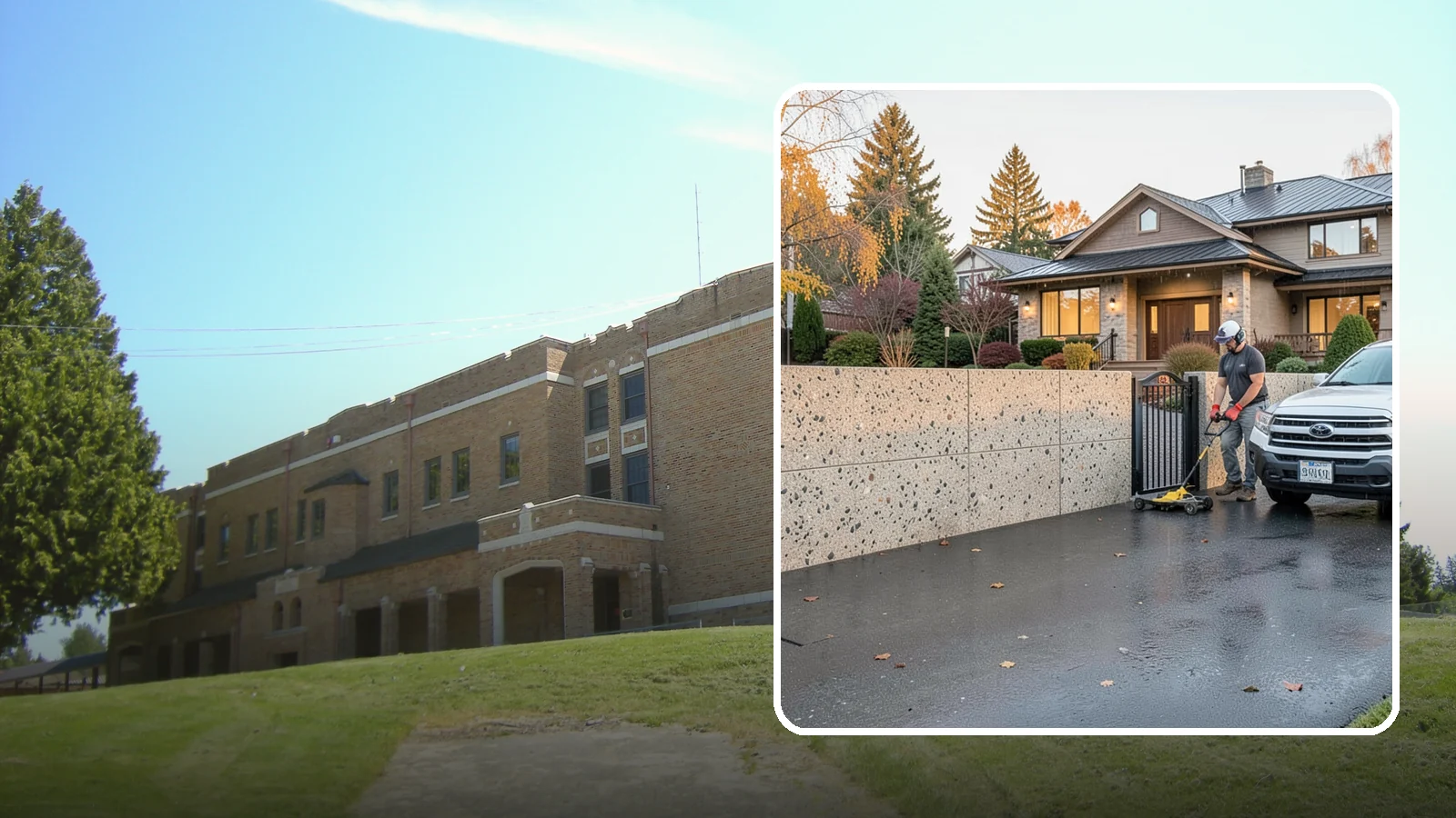 Exposed Aggregate Concrete in Maple Valley, King County, WA - Textured, slip-resistant exposed aggregate surfaces that add beauty and traction in a rainy climate.