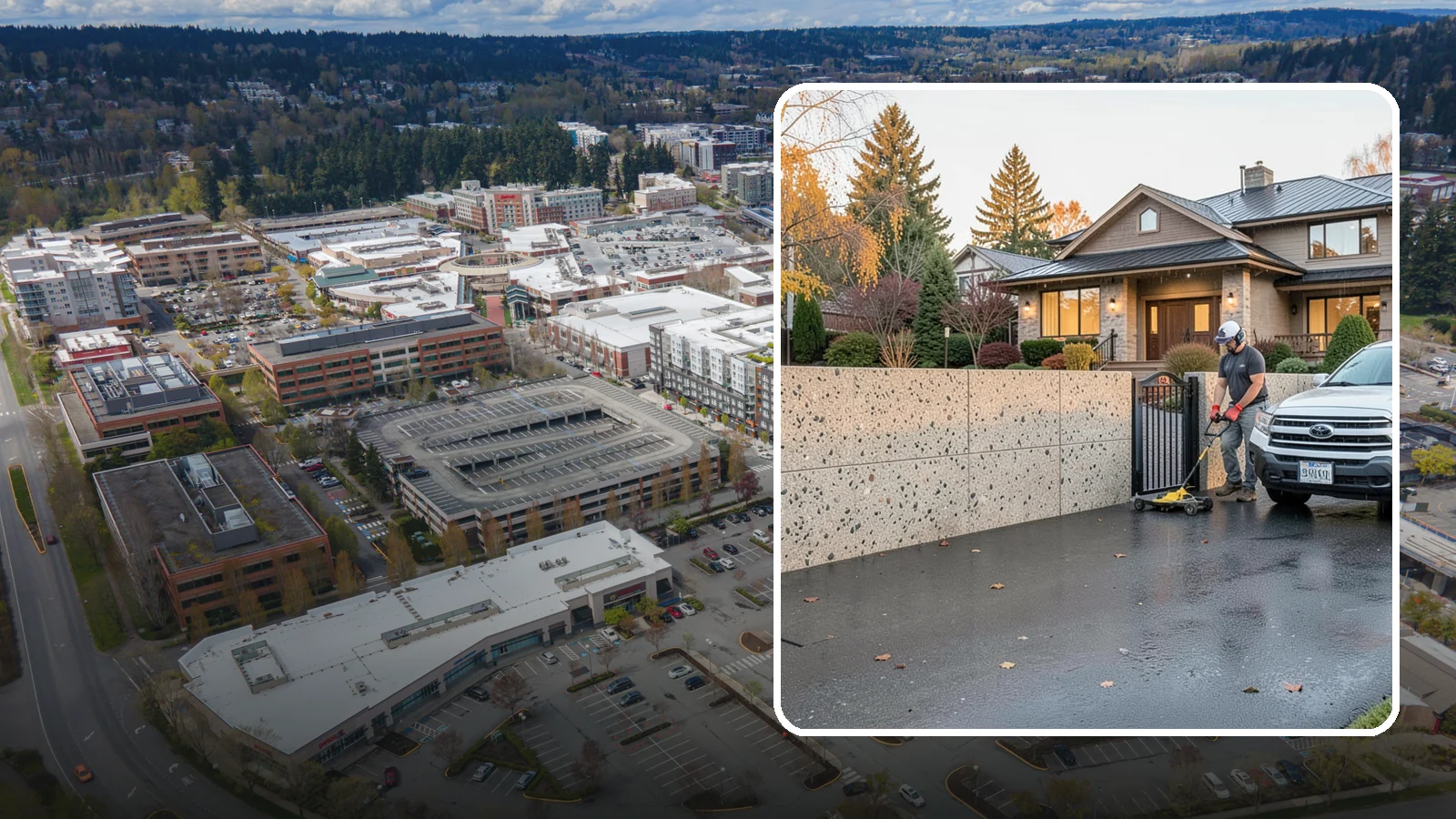 Exposed Aggregate Concrete in Redmond, King County, WA - Textured, slip-resistant exposed aggregate surfaces that add beauty and traction in a rainy climate.