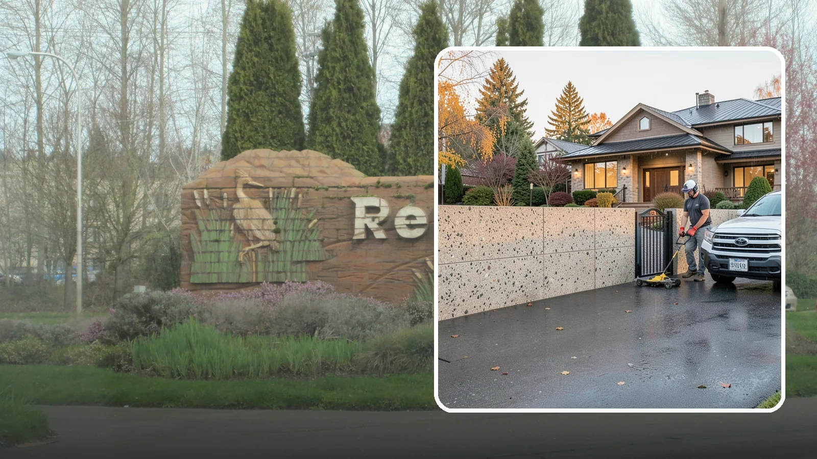 Exposed Aggregate Concrete in Renton, King County, WA - Textured, slip-resistant exposed aggregate surfaces that add beauty and traction in a rainy climate.