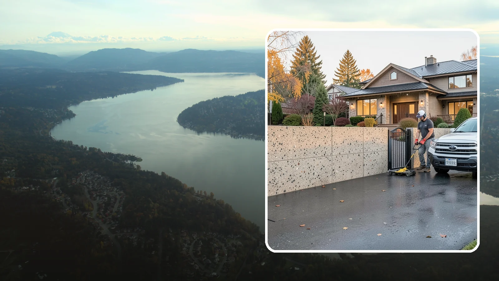 Exposed Aggregate Concrete in Sammamish, King County, WA - Textured, slip-resistant exposed aggregate surfaces that add beauty and traction in a rainy climate.