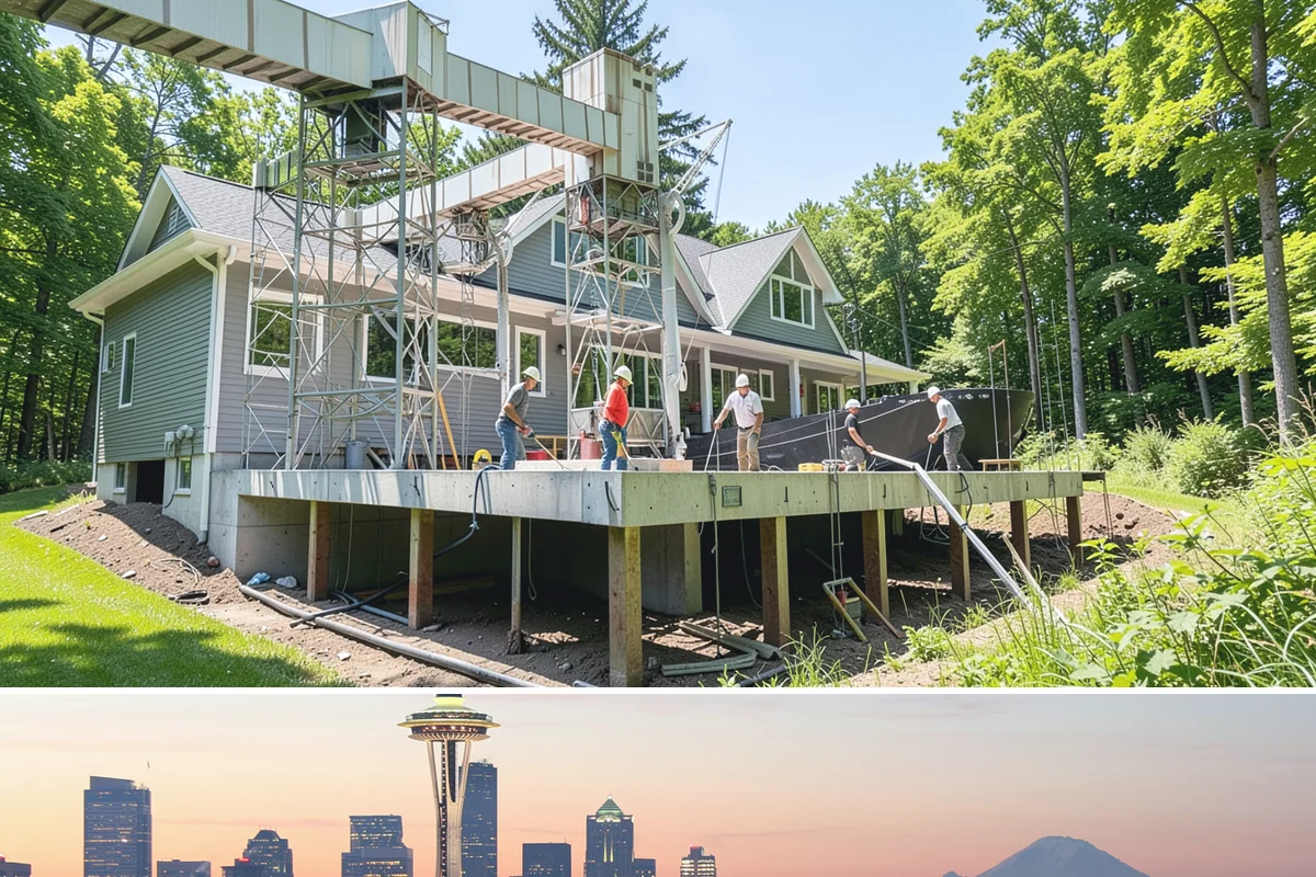 Exposed Aggregate Concrete in Seattle, King County, WA - Warm, dry summer weather is critical for timing the exposure wash and sealing correctly.