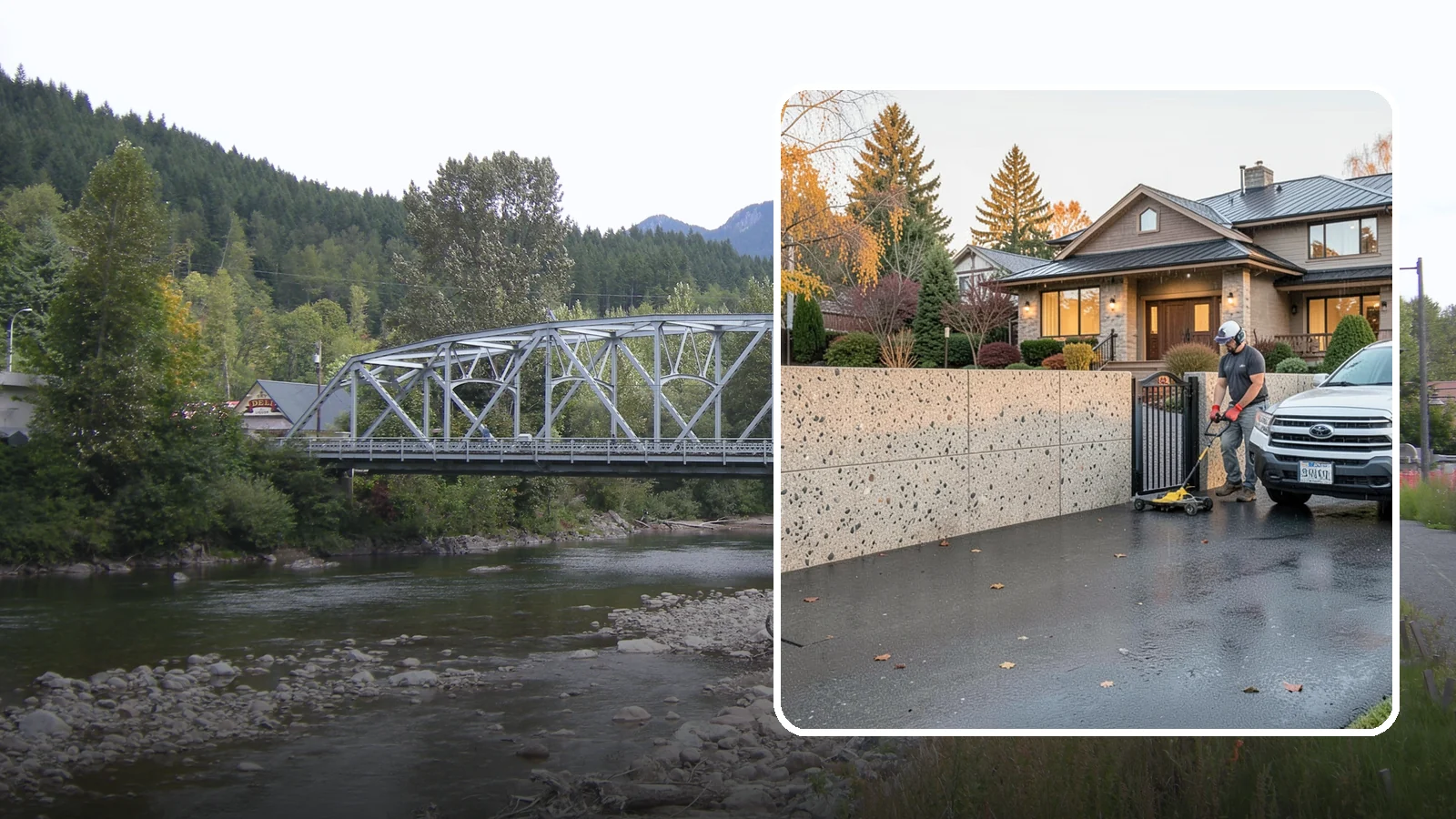 Exposed Aggregate Concrete in Skykomish, King County, WA - Textured, slip-resistant exposed aggregate surfaces that add beauty and traction in a rainy climate.