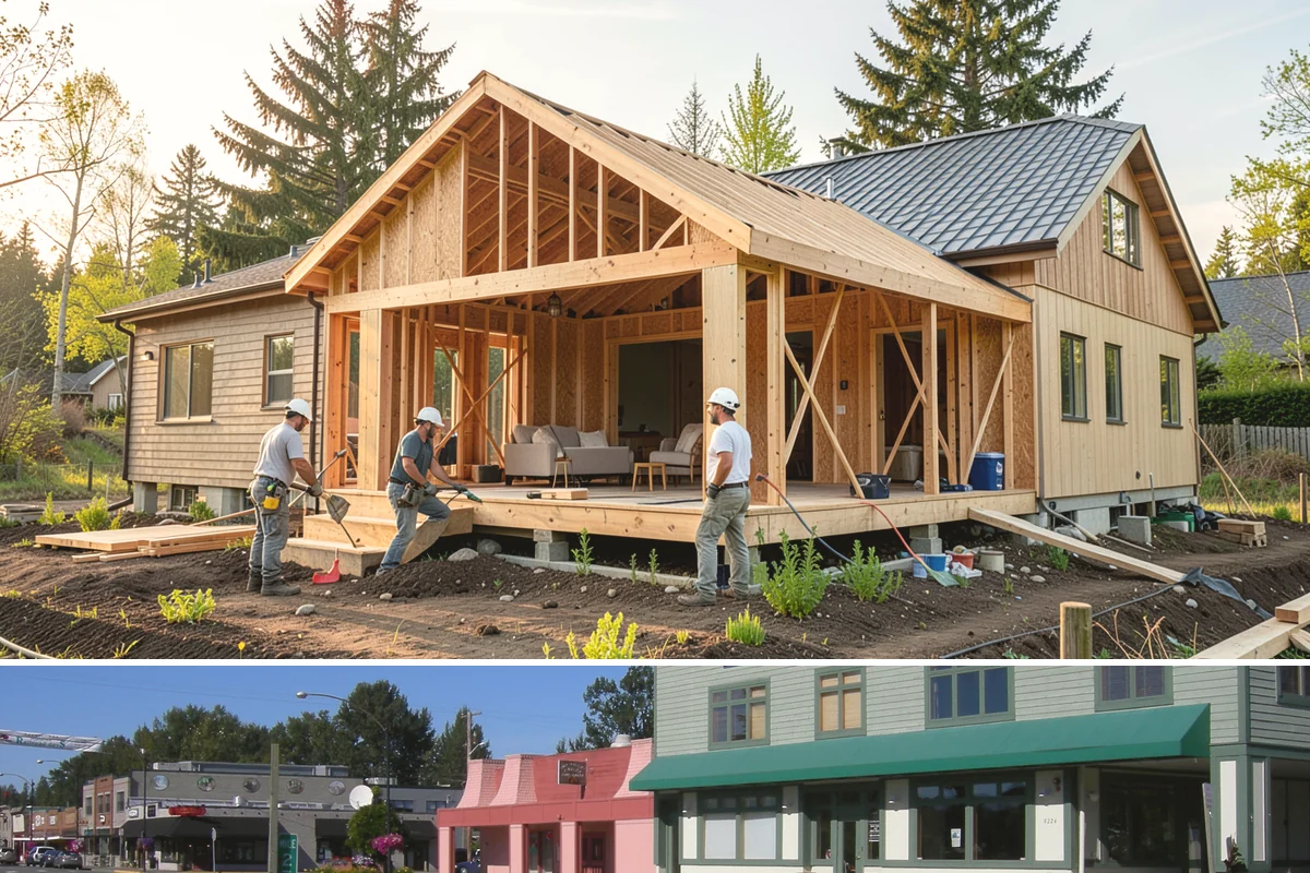 Exposed Aggregate Concrete in Snoqualmie, King County, WA - Warm, dry summer weather is critical for timing the exposure wash and sealing correctly.