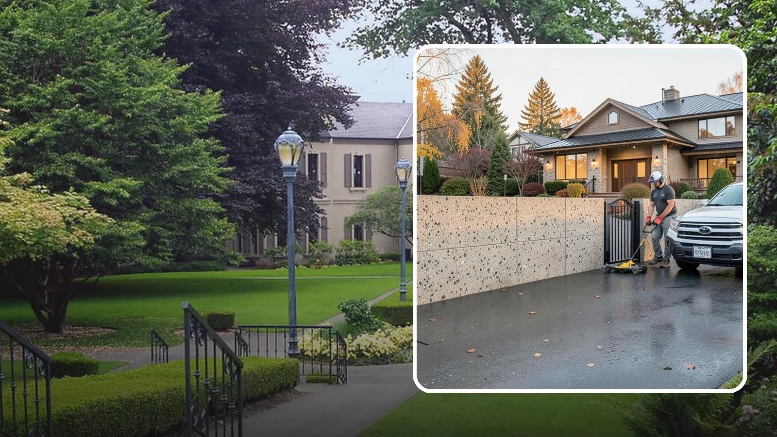 Exposed Aggregate Concrete in Woodinville, King County, WA - Textured, slip-resistant exposed aggregate surfaces that add beauty and traction in a rainy climate.