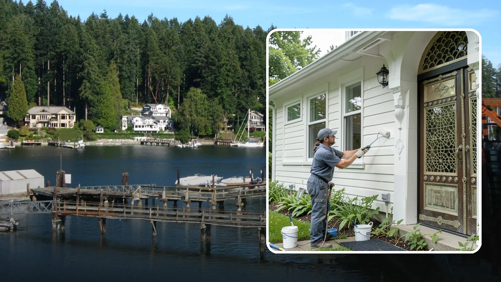 Exterior Painting in Gig Harbor, Pierce County, WA - Exterior painting protects and renews your home's siding, trim, and eaves against the wet Western Washington climate.