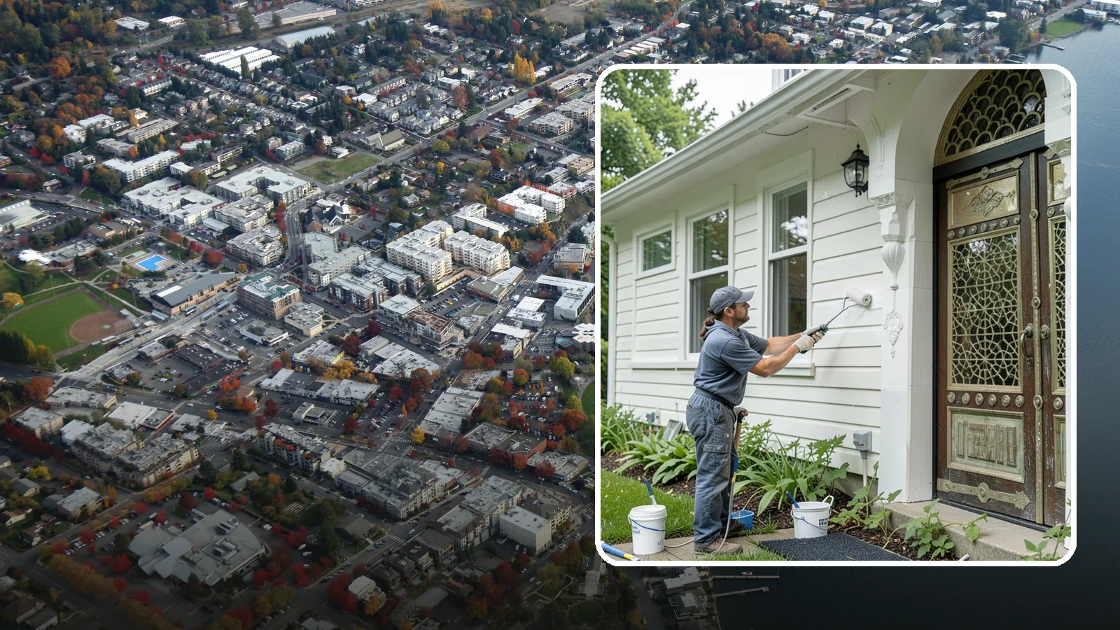Exterior Painting in Kirkland, King County, WA - Exterior painting protects and renews your home's siding, trim, and eaves against the wet Western Washington climate.