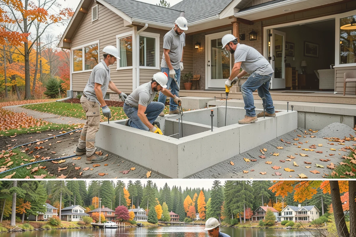 Family Room Addition in La Conner, Skagit County, WA - We enclose the large footprint during summer's dry stretch so finishes proceed comfortably indoors afterward.
