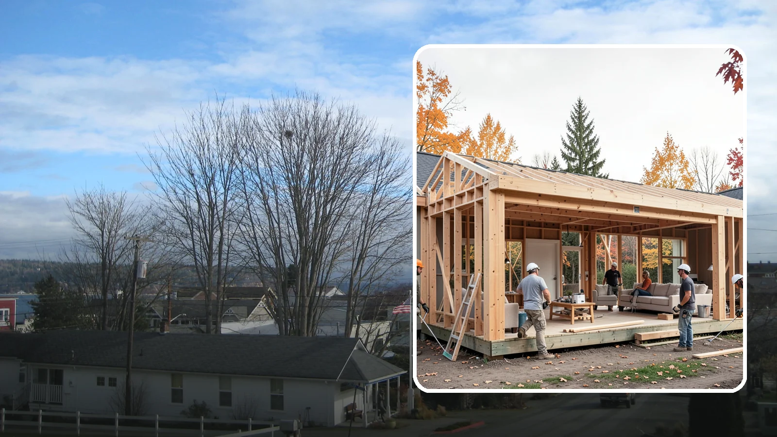Family Room Addition in Langley, Island County, WA - A family room addition creates a large, open gathering space for everyday living and entertaining.