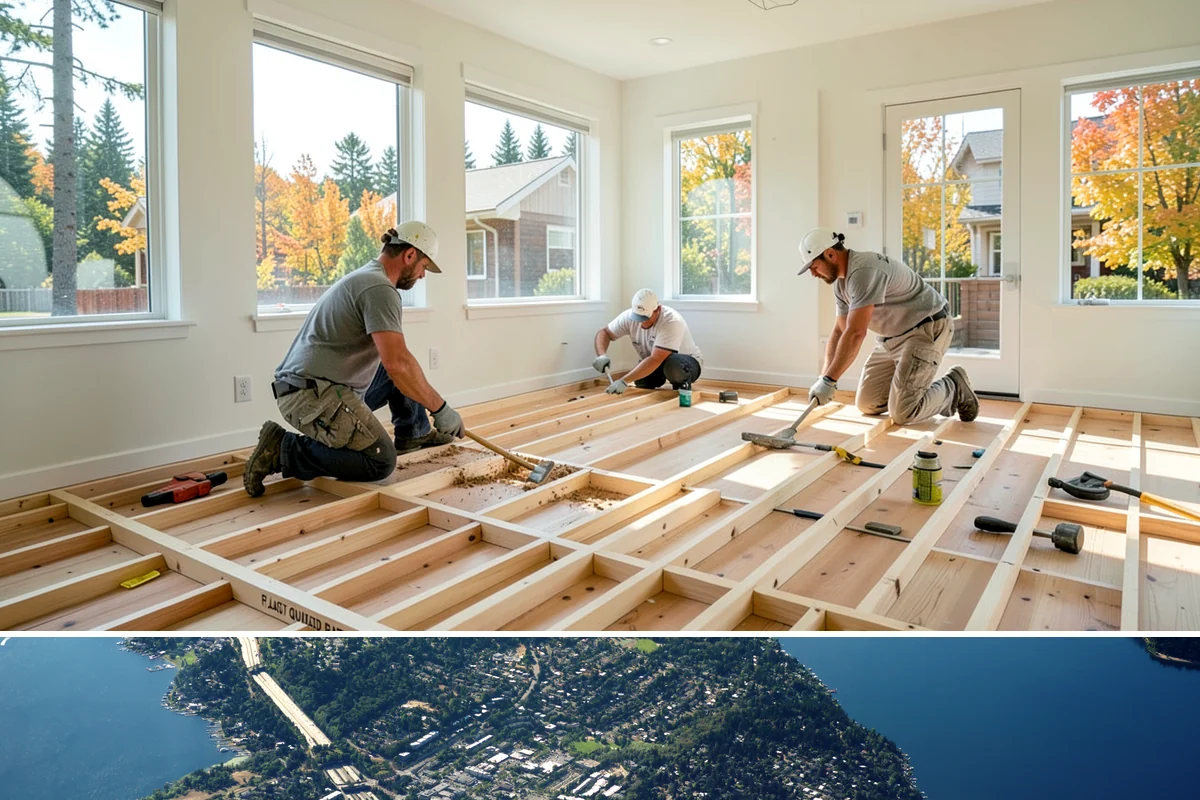 Family Room Addition in Mercer Island, King County, WA - We enclose the large footprint during summer's dry stretch so finishes proceed comfortably indoors afterward.