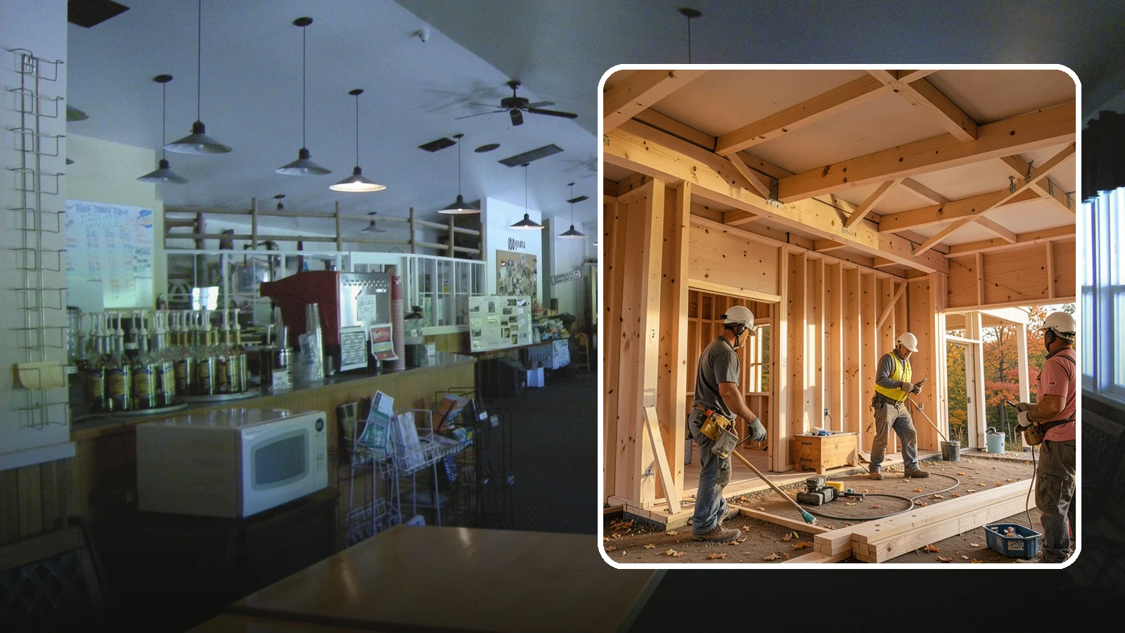 Faux Beam Installation in Black Diamond, King County, WA - Adding lightweight decorative beams to bring warmth and character to a ceiling without structural work.