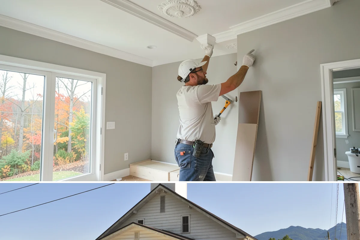 Faux Beam Installation in Concrete, Skagit County, WA - Decorative beam installs are indoor projects that fit comfortably in any season.
