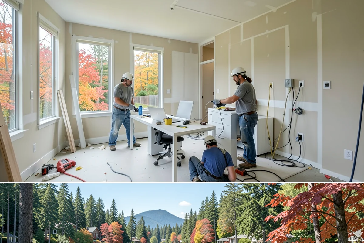 Faux Beam Installation in Covington, King County, WA - Decorative beam installs are indoor projects that fit comfortably in any season.