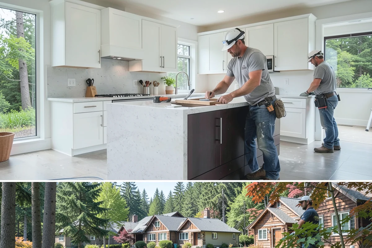 Faux Beam Installation in Edgewood, Pierce County, WA - Decorative beam installs are indoor projects that fit comfortably in any season.