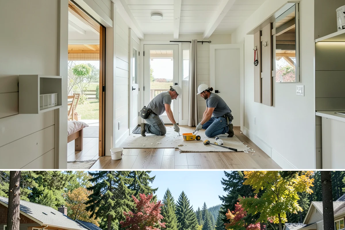 Faux Beam Installation in Orting, Pierce County, WA - Decorative beam installs are indoor projects that fit comfortably in any season.