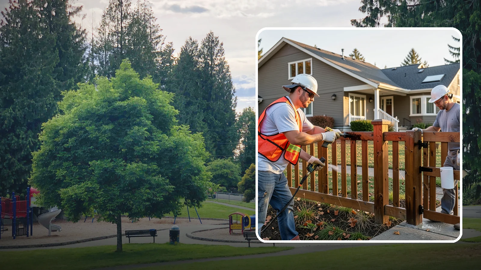 Fence Staining in Bonney Lake, Pierce County, WA - Fence staining protects your wood fence from moisture, mildew, and sun-driven graying.