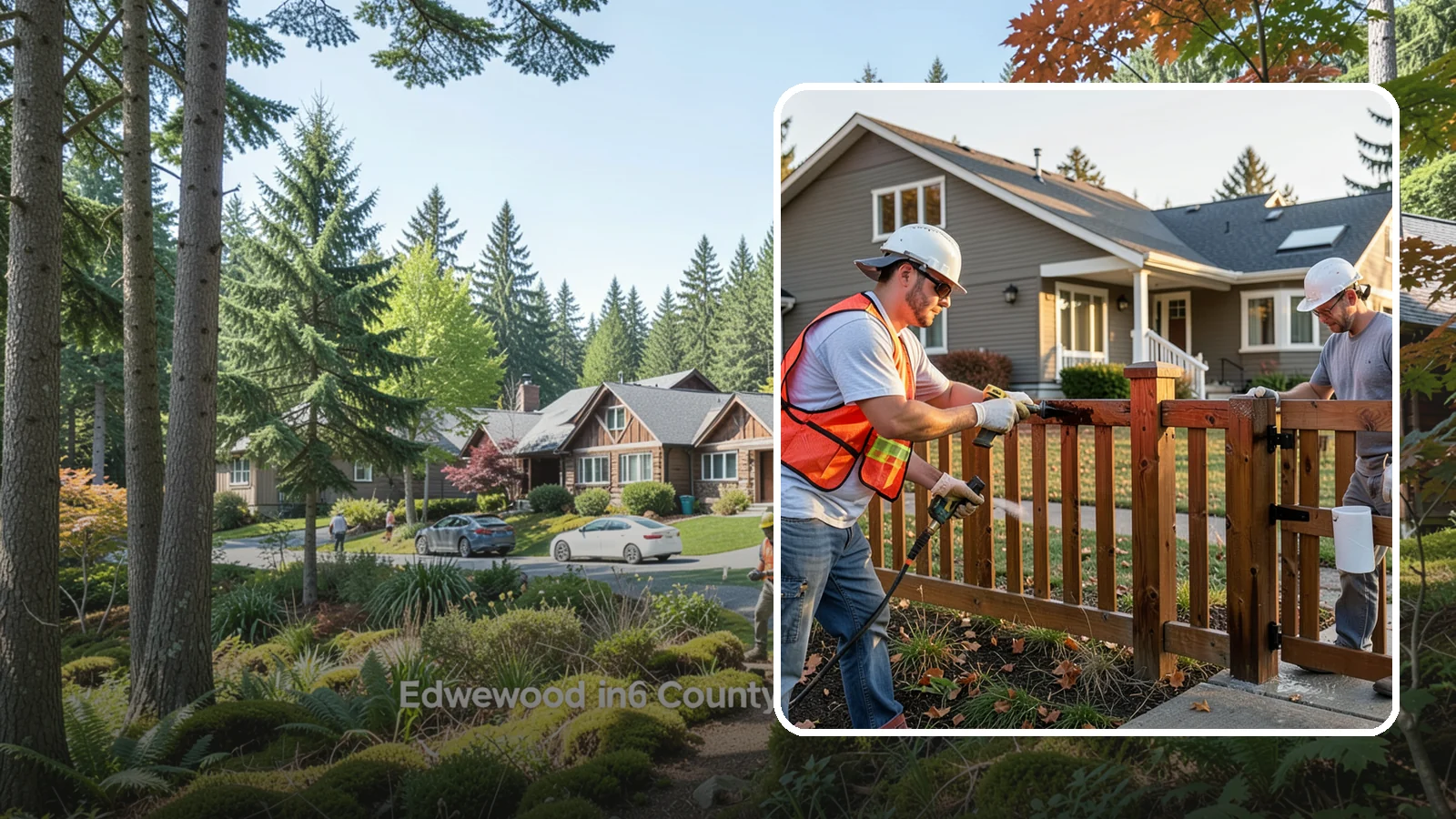 Fence Staining in Edgewood, Pierce County, WA - Fence staining protects your wood fence from moisture, mildew, and sun-driven graying.