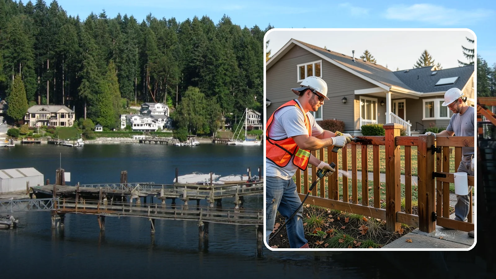 Fence Staining in Gig Harbor, Pierce County, WA - Fence staining protects your wood fence from moisture, mildew, and sun-driven graying.