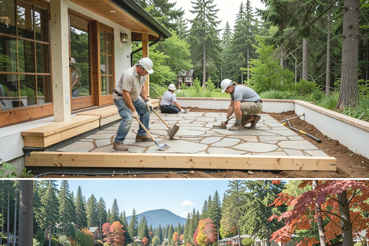 Fire Pit Construction in Covington, King County, WA - Build in the dry summer stretch so masonry and base materials set before the rainy season.