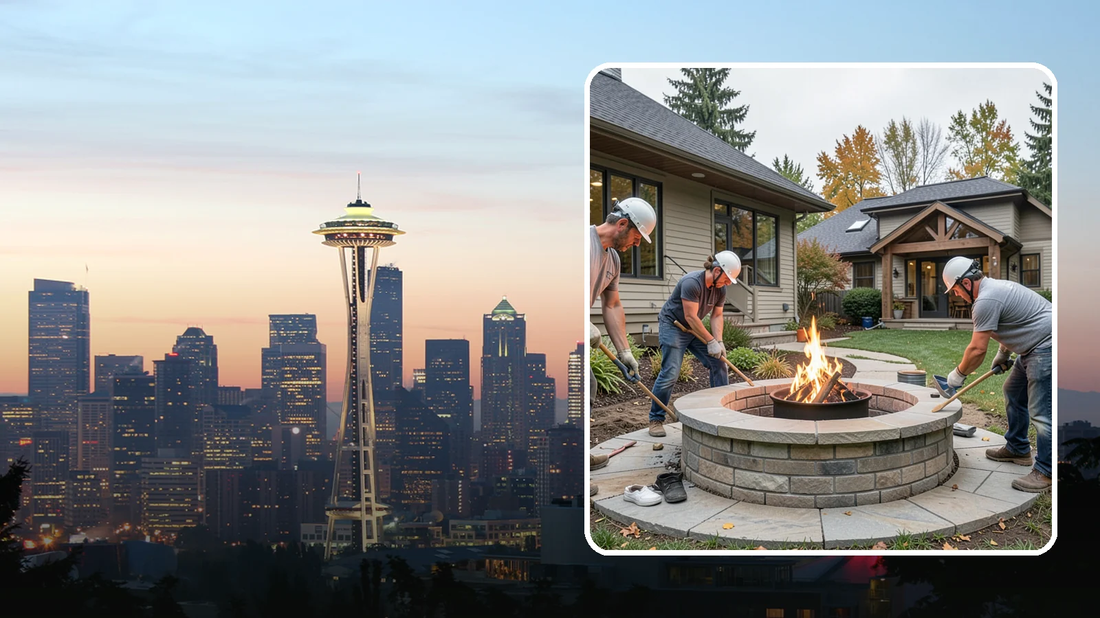 Fire Pit Construction in Seattle, King County, WA - A permanent stone or gas fire pit that turns your yard into a year-round gathering spot.