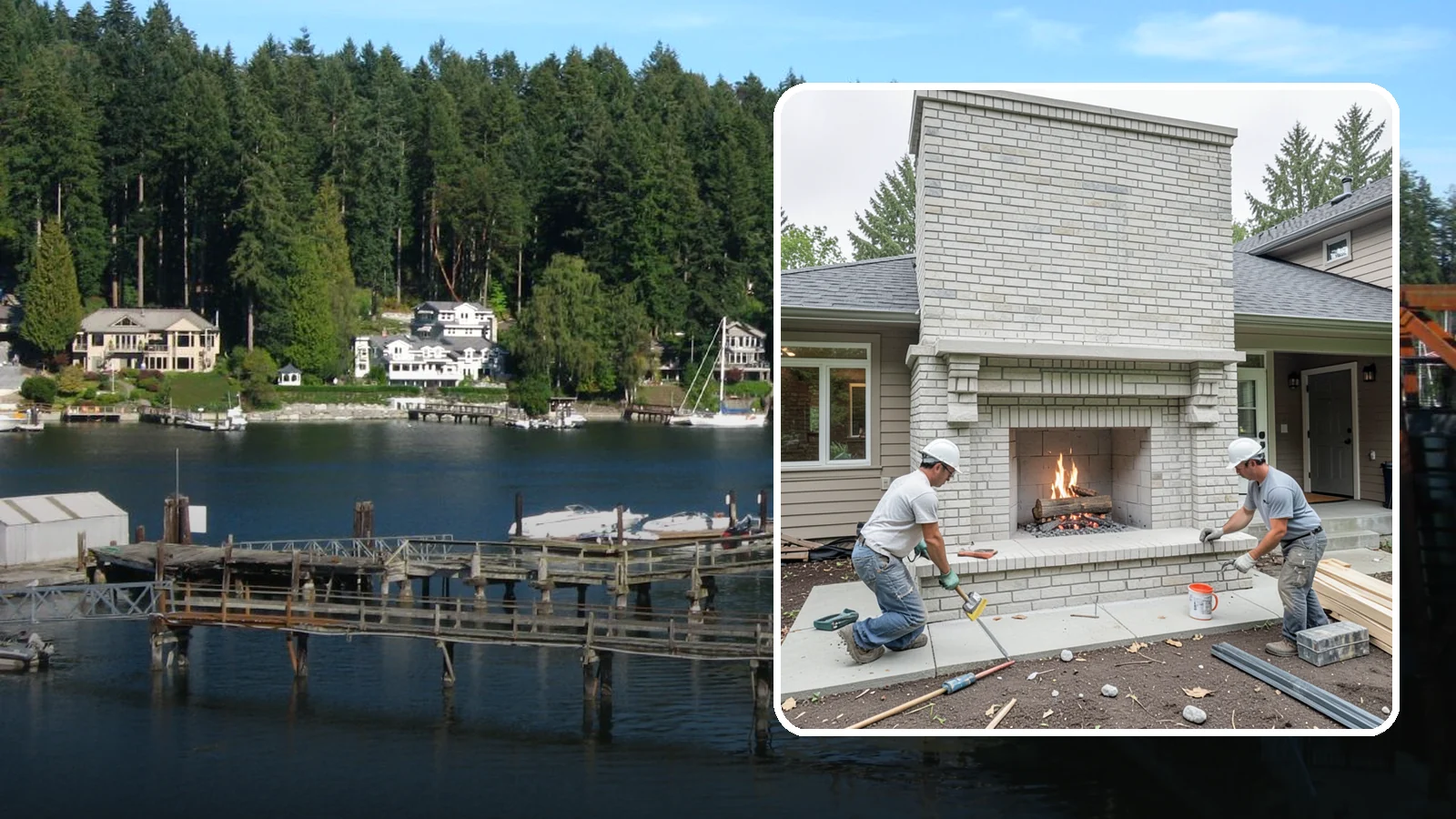 Fireplace Construction in Gig Harbor, Pierce County, WA - Custom-built fireplaces engineered for safe, code-compliant warmth and lasting appeal.