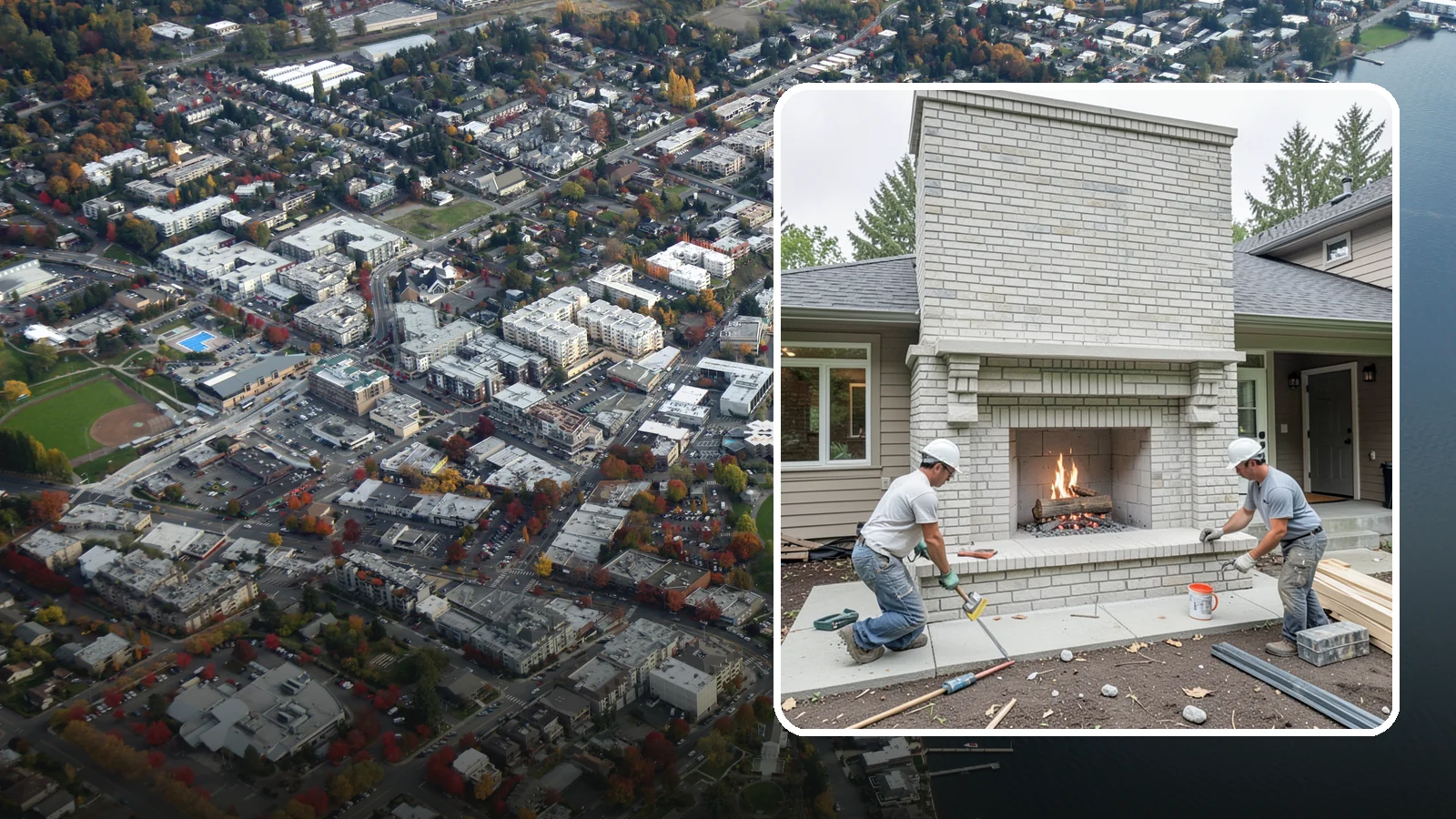 Fireplace Construction in Kirkland, King County, WA - Custom-built fireplaces engineered for safe, code-compliant warmth and lasting appeal.