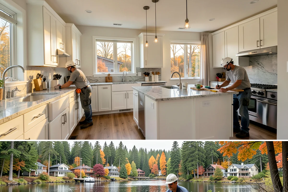 Fireplace Construction in La Conner, Skagit County, WA - Many homeowners plan fireplace construction in late summer so it is finished and ready before the cold, wet season arrives.