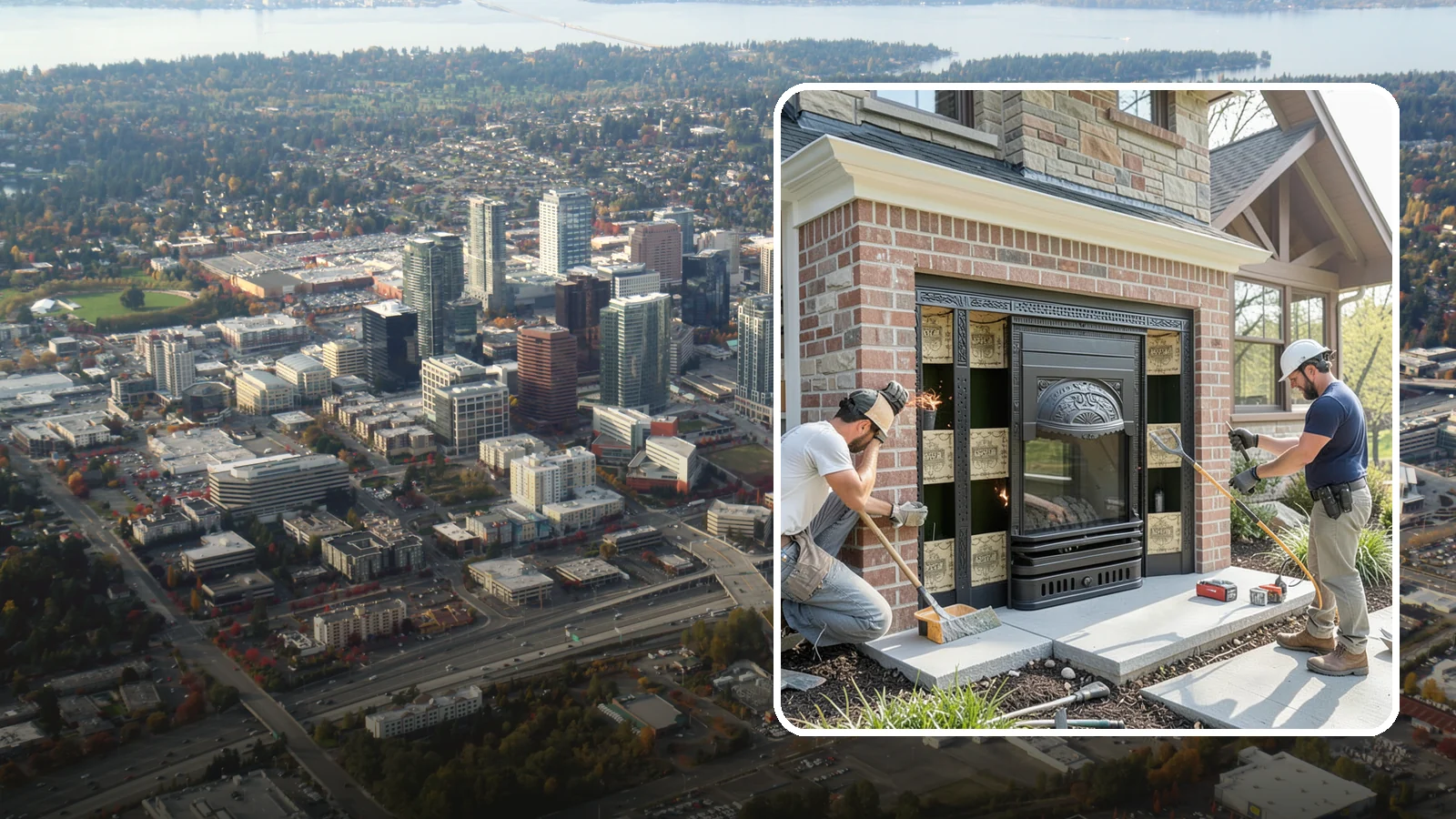 Fireplace Insert Installation in Bellevue, King County, WA - High-efficiency inserts that transform a drafty open fireplace into a real heat source.