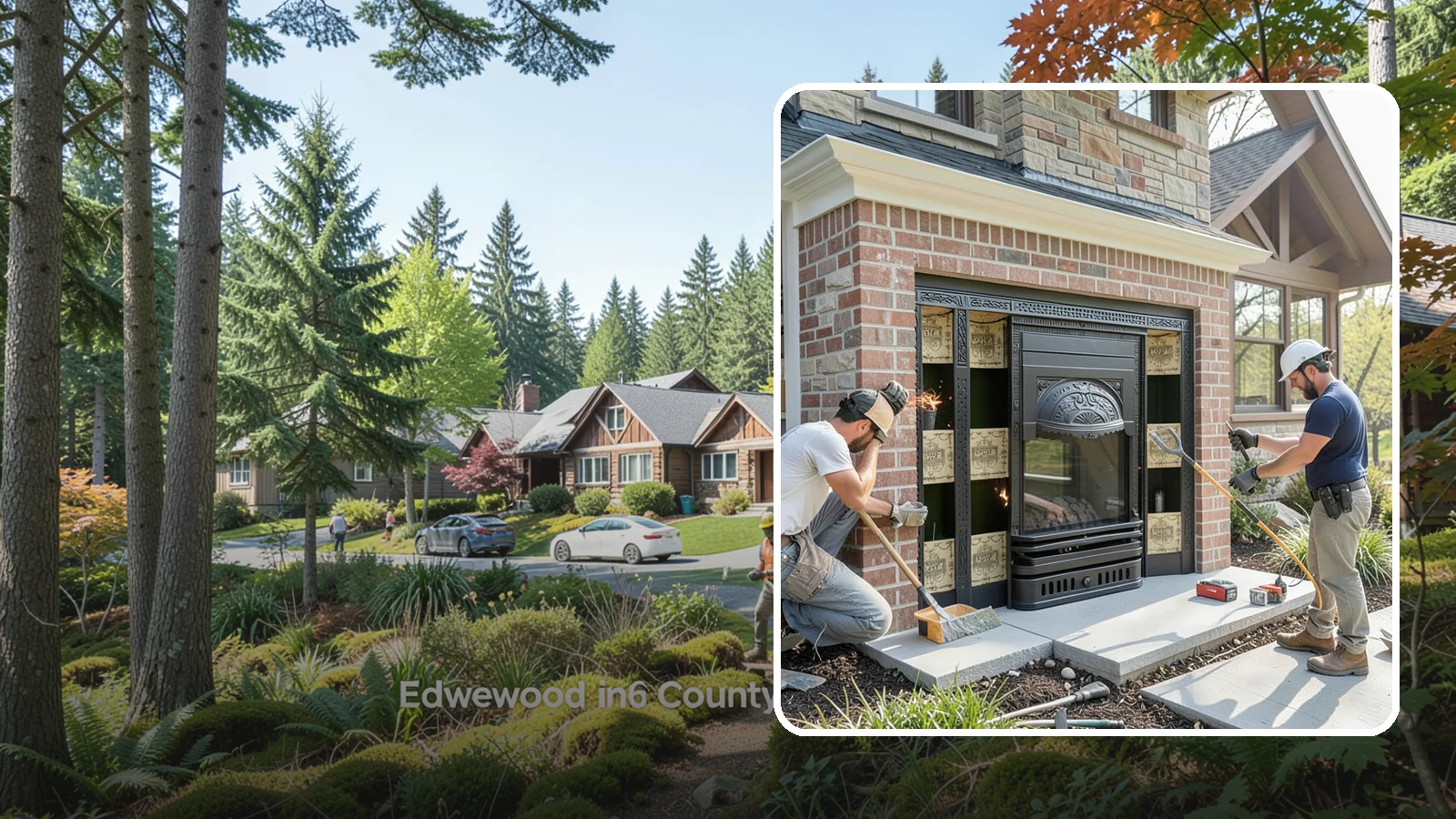 Fireplace Insert Installation in Edgewood, Pierce County, WA - High-efficiency inserts that transform a drafty open fireplace into a real heat source.