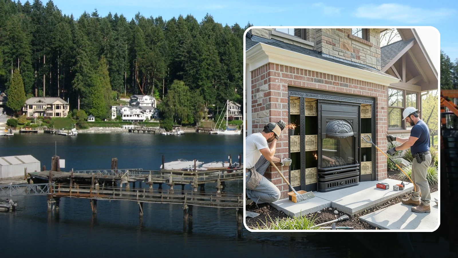 Fireplace Insert Installation in Gig Harbor, Pierce County, WA - High-efficiency inserts that transform a drafty open fireplace into a real heat source.