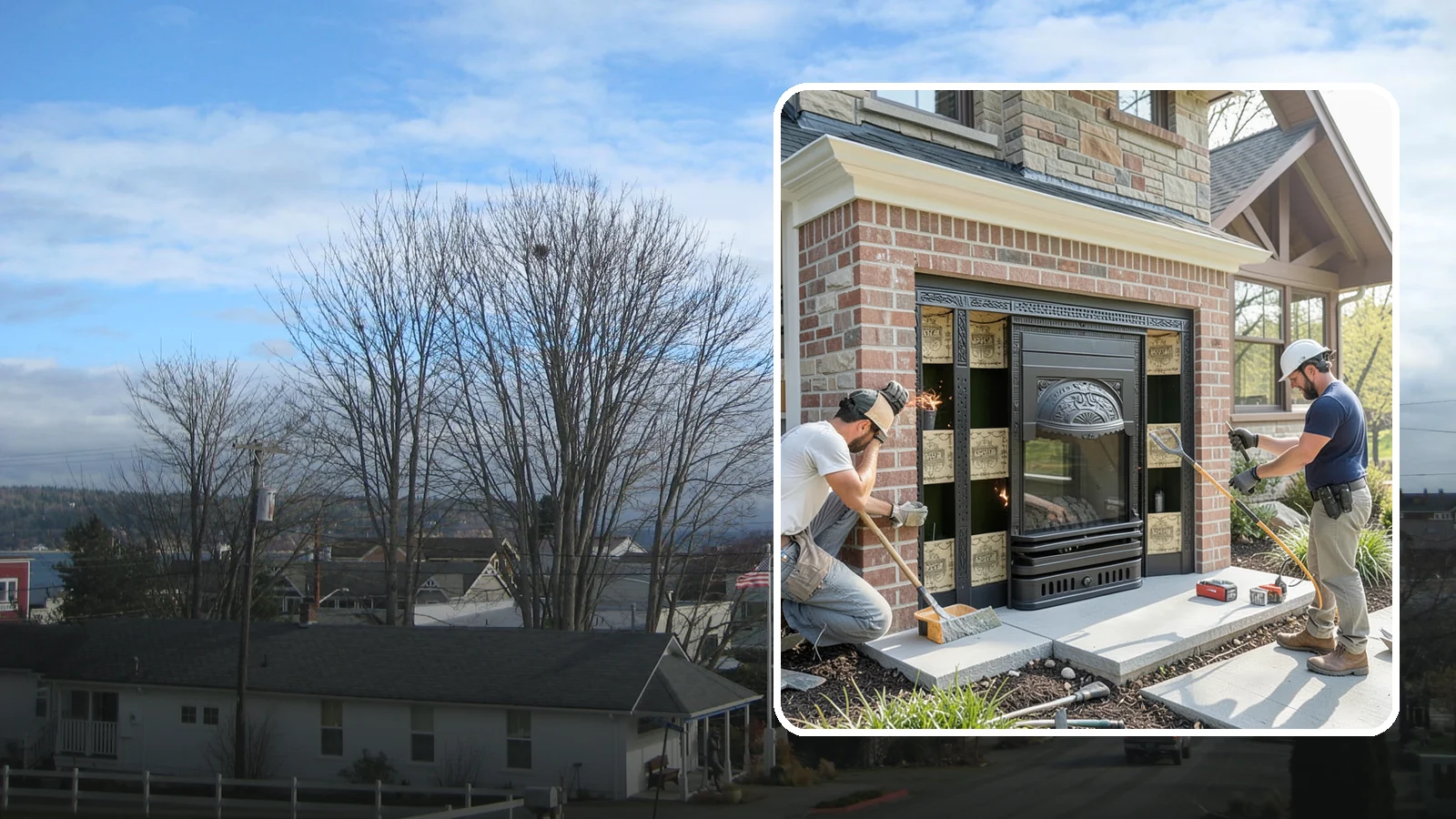 Fireplace Insert Installation in Langley, Island County, WA - High-efficiency inserts that transform a drafty open fireplace into a real heat source.